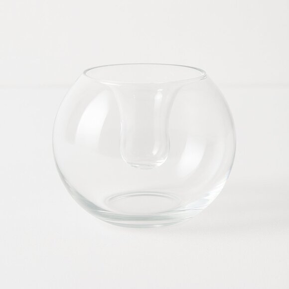 Small Round Clear Glass Tea Light Candle Holder – Modern Globe Design - Picture 2 of 2